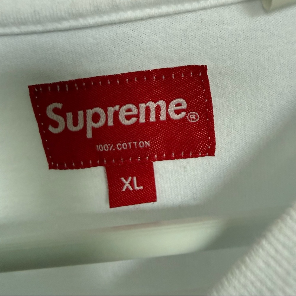 Supreme White Long Sleeve with Small Red Box Logo Patch XL Authentic - Picture 4 of 11